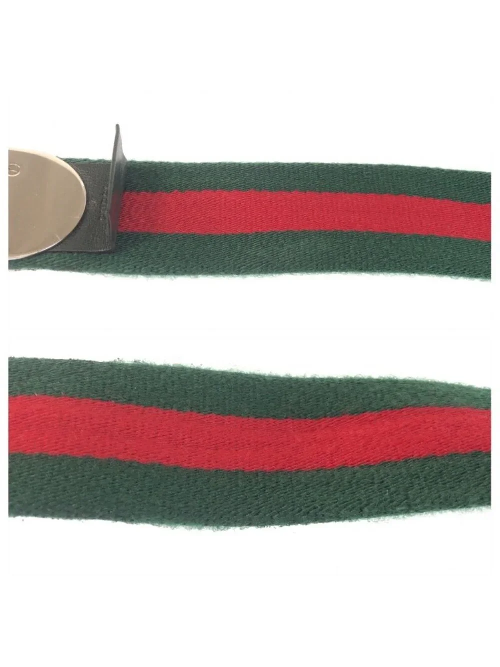 Gucci Sherry Line 85 Green Red Silver Cotton Belt